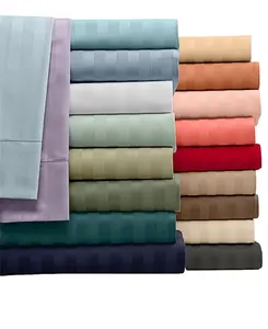 Stripe Hotel Bed Runner China Manufacturer 300TC 100% Cotton 3cm Satin Stripe Bed Sheet Set/satin Bedroom Adult Woven HONGDA TEX