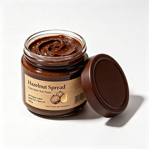 Haoxuan Manufacturer Hazelnut Chocolate <strong>Spread</strong> Jar Labels Gold Foil Spot UV Art Paper <strong>Stickers</strong> for Premium Packaging - Product Image 4