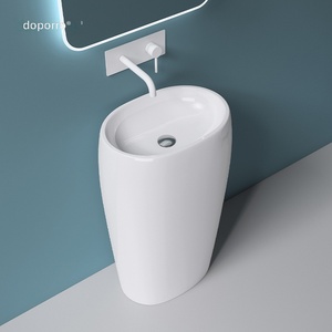 Lavabo a <span class=keywords><strong>colonna</strong></span> autoportante in pietra artificiale Doporro, design moderno e minimalista, per hotel e pensioni in Germania - Product Image 5