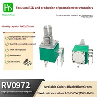 Potentiomètre simple Huiyuan Sheng 09 avec interrupteur, montage vertical, traversant, 7 broches, B10K, réglage du volume RV0972NS