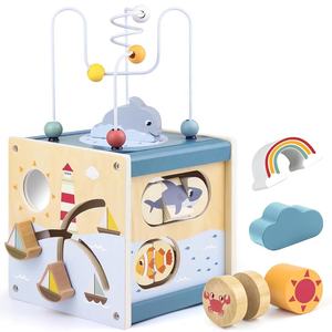 <span class=keywords><strong>Cube</strong></span> d'activités Montessori <span class=keywords><strong>en</strong></span> <span class=keywords><strong>bois</strong></span> 6 <span class=keywords><strong>en</strong></span> 1 Jouet pour tout-petit Apprentissage éducatif polyvalent Activités sensorielles <span class=keywords><strong>Cube</strong></span> occupé pour la <span class=keywords><strong>motricité</strong></span> fine - Product Image 1