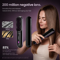 Sisir Pelurus Rambut Keramik Mini 2 in 1 Berkualitas Tinggi, Sikat Panas Portabel Tanpa Kabel, Sikat Pelurus Rambut Elektrik