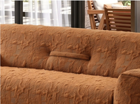 Ensemble de canapés minimalistes sur mesure en forme de arc, avec tissu doux et texture en relief/encastrée, pour salon