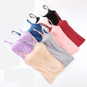 2023 New Modal Female <b>Large</b> Size No Steel <b>Ring</b> Integrated Five-finger Chest Pad Camisole Bottoming Shirt Slim Multicolor - Product Image 1