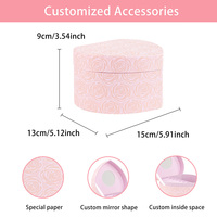 Yiyu Vente en gros Boîte à bijoux personnalisée motif cœur rose écologique avec miroir, organisateur de bijoux en papier rose en vrac pour bagues, boucles d'oreilles, cadeaux