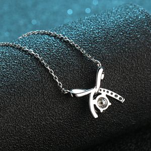 Mode bijoux de luxe 0.5Ct coupe ronde Moissanite aile coeur pendentif 925 colliers en argent Sterling pour les femmes mariage - Product Image 5