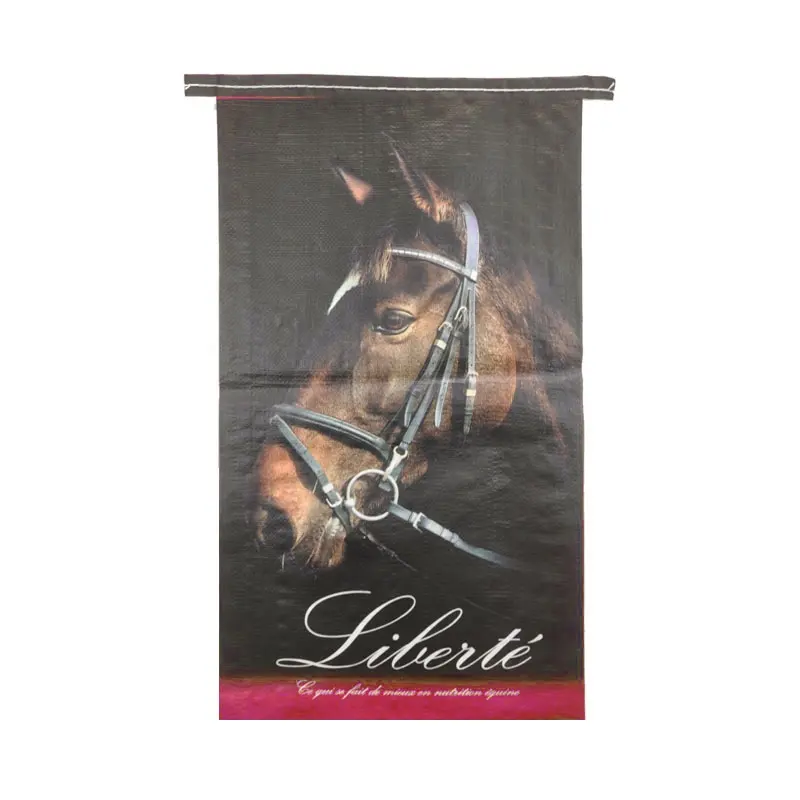 empty custom 15kg Laminated PP Woven Animal Feed Packaging Bag for Horse