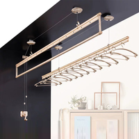 Wäsche Indoor Hand Kleider ständer Kleiderbügel Aluminium legierung Manuelle doppelte Hebebügel Kleider stangen Montage Decke Wäsche ständer