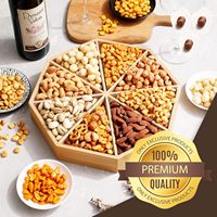 Plateau réutilisable en bois de bambou élégant avec couvercle en bambou panier-cadeau de noix mélangées gourmet kasher 8 assortiments de boîtes à lunch haut de gamme
