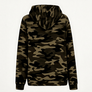 Women <b>Camouflage</b> <b>Tracksuit</b> Full Length Hooded Sweatshirt and Pants Set with Side Pockets Casual Autumn Wear - Product Image 3