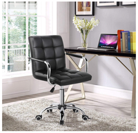 Chaise de bureau avec bras/roues pour étudiants pivotant en similicuir ordinateur domestique noir