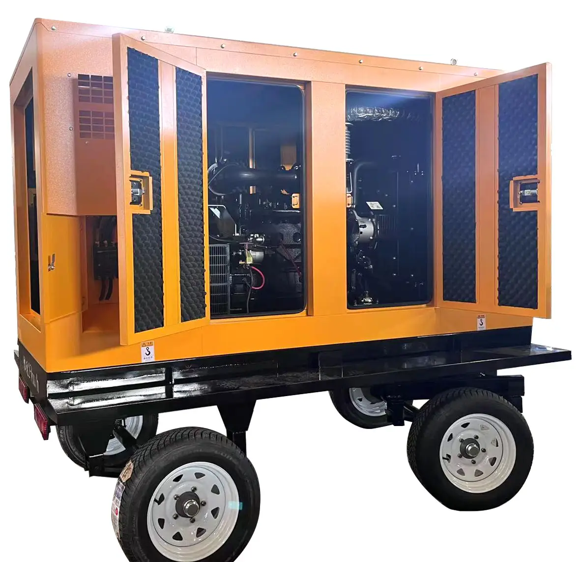 125KVA Set Generator Diesel Trailer seluler kotak sunyi modul laut dalam Motor gilingan mandiri dongfeng forcummins
