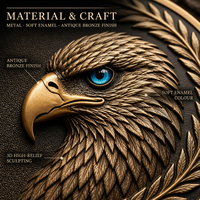 Pièce commémorative en métal de conception industrielle, logo personnalisé, moulage, placage en cuivre antique 3D, pièce commémorative d'aigle, collection