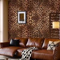 Papier peint classique à imprimé léopard, tissu mural vintage marron à pois animaliers, non tissé, pour salon