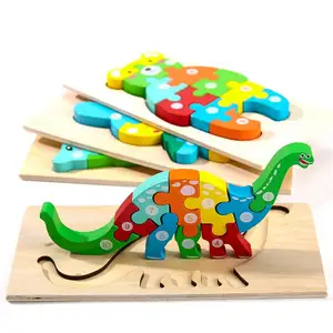 2023 Hot Selling Custom Kids Eco Eco Houten 3d Puzzel Spel Montessori Kinderen Dier 3d Legpuzzels