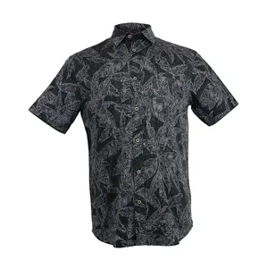 الجملة عارضة هورت كم زر أسفل قميص أزياء قمصان قمصان هاواي مع جميع طباعة ، اليد الناعمة يشعر مخصص رجل الرجال