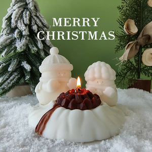3D Cute Snowman Figure <b>Candle</b> Multi Color Soy Wax Aroma <b>Candle</b> For Christmas Desktop Centerpiece Decor - Product Image 1