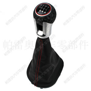 Pareo – pommeau de levier de vitesse en cuir, 6 vitesses, points rouges, pour Volkswagen Golf 4 GTI Caddy, conception ergonomique - Product Image 2