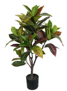 Natural Real Touch Artificial Tree Croton Plant Green Colored Foliage Plant For Indoor Decor