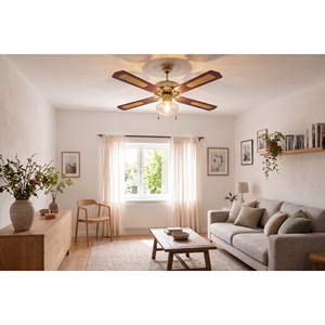 VENTILATEUR DE PLAFOND 4 PALETTES 130CM 60W MARRON - Product Image 2