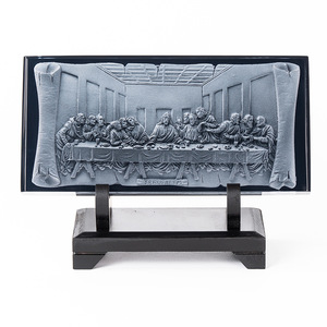 Sculpture en cristal en relief de la Cène, décoration rectangulaire pour la maison, cadeau artistique - Product Image 1