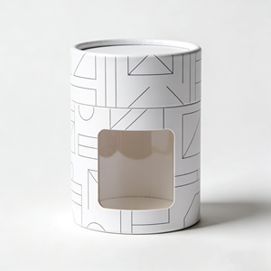 Emballage en tube de papier biodégradable et recyclable, imprimé avec logo personnalisé, fenêtres transparentes pour café, thé et boissons - Product Image 1