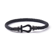 Bracelets de couple en acier inoxydable avec fermoir Fred et corde en nylon multicolore, fermoir fer à cheval, pour hommes et femmes, de la collection Premium Marine Gifts