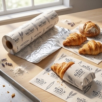 Papier d'aluminium imprimé sur mesure, résistant à l'huile et à la graisse, pour l'emballage de hamburgers, de pâtisseries et de snacks, avec logo.
