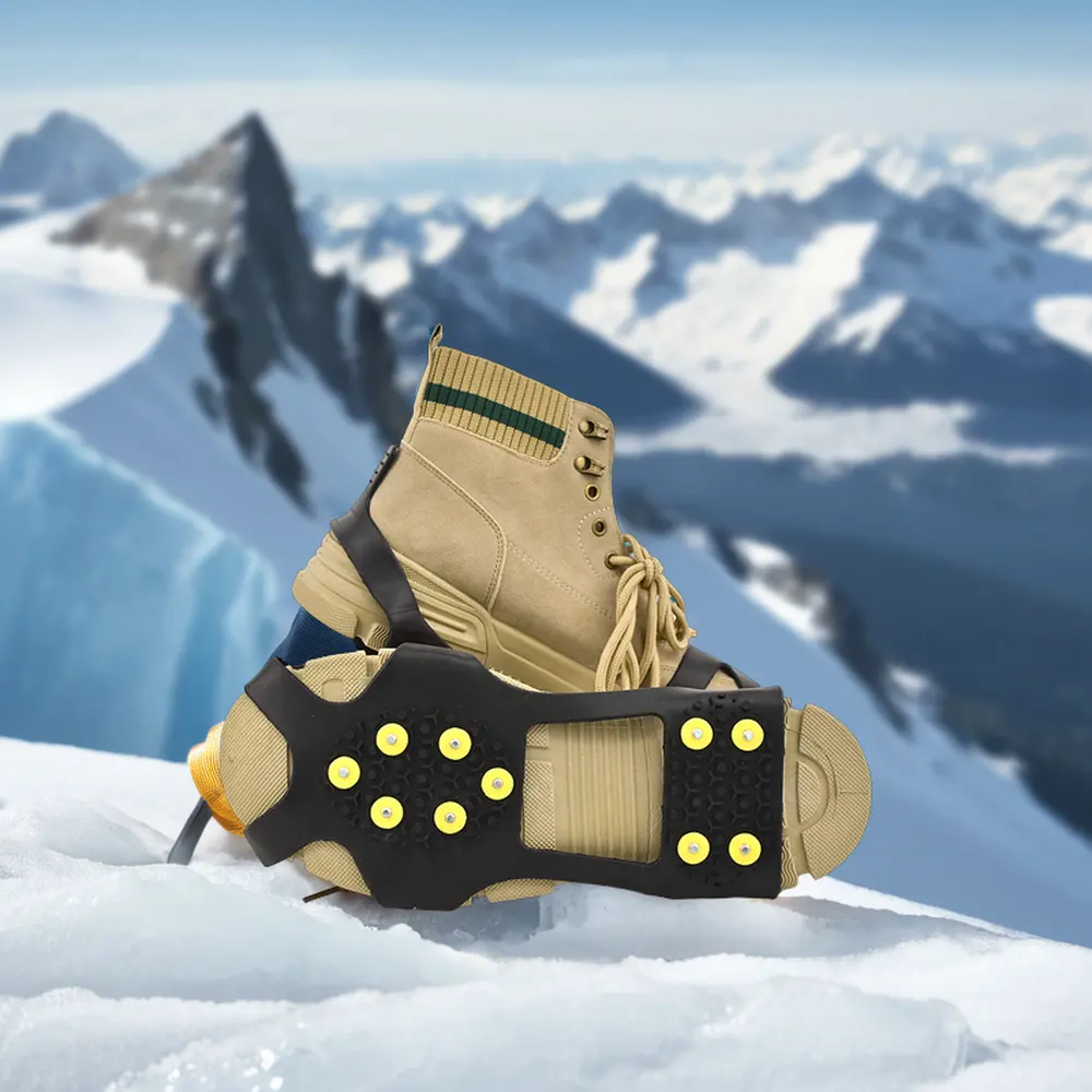 Scarpe da neve in Silicone con 10 borchie di sicurezza ramponi di ghiaccio per arrampicata in gomma solette impugnature migliori manopole per neve