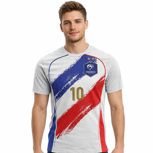 Maillot <span class=keywords><strong>de</strong></span> football personnalisé <span class=keywords><strong>de</strong></span> l'équipe nationale <span class=keywords><strong>de</strong></span> <span class=keywords><strong>France</strong></span> 2026, T-<span class=keywords><strong>shirt</strong></span> <span class=keywords><strong>de</strong></span> sport à manches courtes à col rond pour homme, séchage rapide, motif Coq Gaulique - Product Image 2
