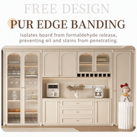 Buffet mural moderne de luxe Lovein, meuble de rangement en placage de bois, vitrine noire fine avec porte vitrée, 5 pieds+