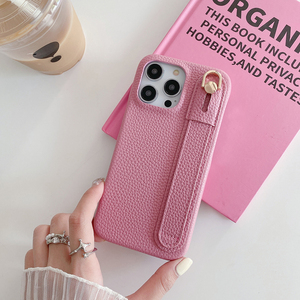 เกาหลีลิ้นจี่หนังโทรศัพท์กรณีขาตั้งสายรัดข้อมือสําหรับiPhone 15 Pro 14 13 ผู้หญิงLuxury GirlyสําหรับOnePlus - Product Image 2