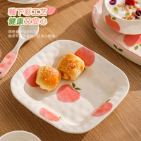 Vaisselle en céramique à motif pêche de grande valeur vaisselle de luxe fille coeur petit déjeuner bol assiette à manger vaisselle Art imprimé pour Restaurants