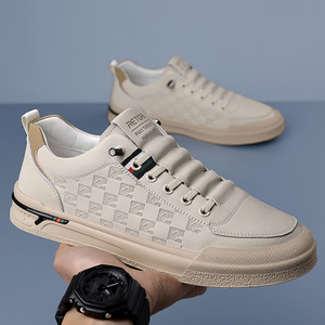 RETORI Men's White Casual Sneakers Round <b>Toe</b> Breathable Synthetic Upper Rubber Outsole Geometric Pattern Buckle Walking Shoes - Product Image 4