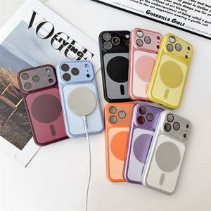 เคสโทรศัพท์แม่เหล็กแบบด้านพร้อมกระจกกล้อง สำหรับ iPhone 18 17 16 15 14 Pro Max ลายเส้นวงกลมนีออน ฝาหลังแบบใหม่ - Product Image 1