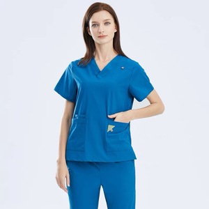 Ensemble d'uniformes d'allaitement personnalisé à manches courtes pour femmes marque privée extensible mode médecin infirmière vêtements tissés utilisation à l'hôpital - Product Image 4