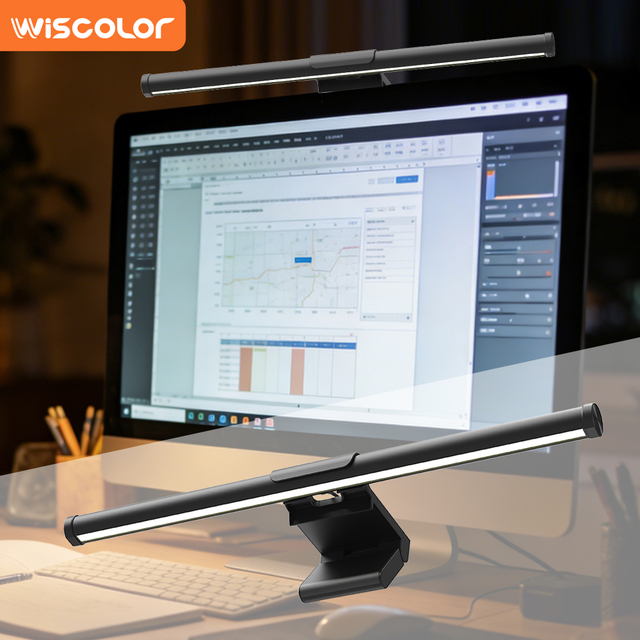 USB Powered LED Eye Caring Monitor Lamp with Adjustable Brightness and Modern Design for Computer
