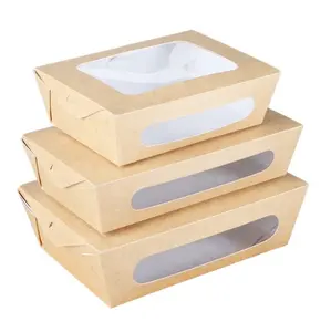 Embalagem de papel de embalagem biodegradável natural, embalagem de embalagem para salada de frutas e sushi