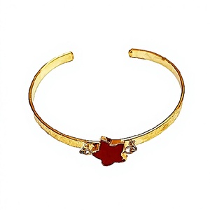 Hammered Gold-Plated Brass Metal Handcrafted Agate Stone Cuff Bracelet for Women Wedding Occasion Manufacturer From India - Product Image 4