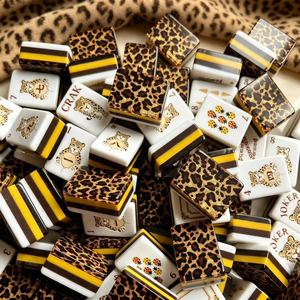 Tuiles <span class=keywords><strong>de</strong></span> Mahjong Léopard Modernes <span class=keywords><strong>de</strong></span> Luxe en Acrylique 4 Couches, Ensemble <span class=keywords><strong>de</strong></span> 160 Pièces avec Motif Paillettes Dorées pour Soirée Filles - Product Image 2