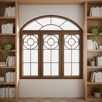 Ventana Abatible Horizontal Francesa de Aluminio y Madera con Acabado en Acero Inoxidable, Vidrio Low-E y Aislamiento Térmico