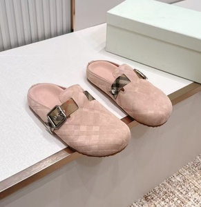 Chaussons plats en daim personnalisés pour femmes sans talons, chaussures Bocken avec sangle à carreaux réglable, chaussures décontractées pour l'extérieur. - Product Image 1
