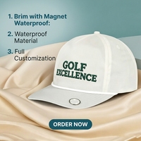 Gorras de Golf Personalizadas con Logotipo Bordado, 5 Paneles, de Nailon Resistente al Agua, con Soporte para Tees e Imán para Marcador de Pelota