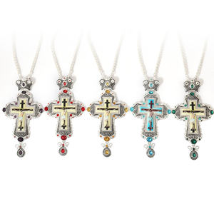 Kalung Salib Ortodoks Rusia dengan Rantai, Lapis Perak, Perhiasan Religius Pria untuk Pendeta - Product Image 3
