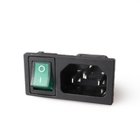 Enchufe Eléctrico LZ-14-5F+RS C14 de 3 Pines con Interruptor, Industrial, Negro, 10A, Contacto de Latón