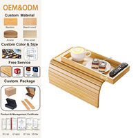 SINCERE 2-en-1 bambou canapé accoudoir plateau Table anti-dérapant pliable fauteuil Caddy détachable plateau coulissant pour boissons TV stockage