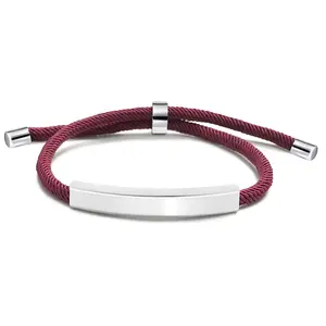 Bracelet à corde de Nylon pour femmes, pendentif en acier inoxydable, prise en charge de lettres personnalisées