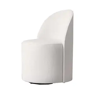 Silla giratoria de tela blanca para dormitorio, sillas de comedor simples de cuero con ruedas