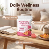 Sucettes probiotiques sans sucre pour femmes, saveur pêche, avec vitamines, pour l'équilibre digestif et le soutien immunitaire, collation pour femmes, OEM ODM