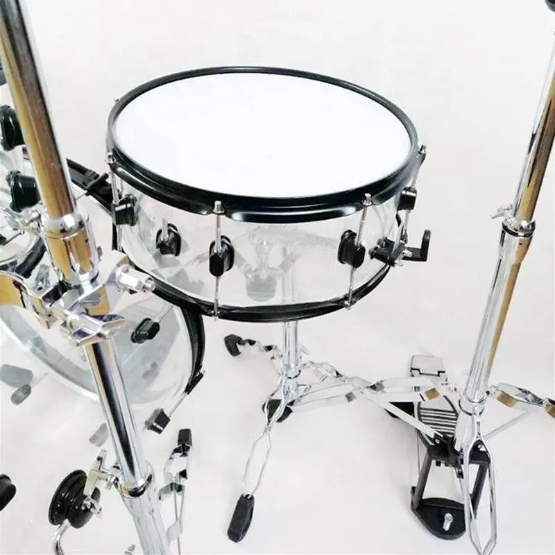 Tambor acrílico transparente de tamanho personalizado, conjunto de instrumentos de percussão